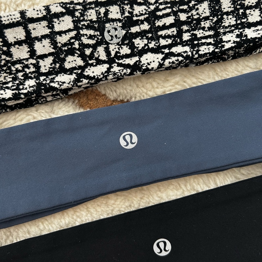 lululemon Athletica Triple Pack Headbands - Black, Gray, Patterned - Picture 2 of 3